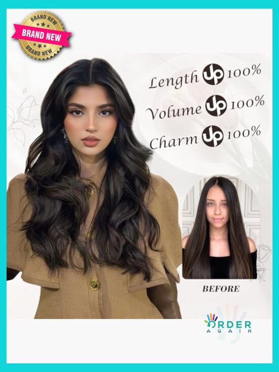 16 Inch 6Pcs Clip In Wavy Hair Extensions Thick Heat Resistant Synthetic main image 5